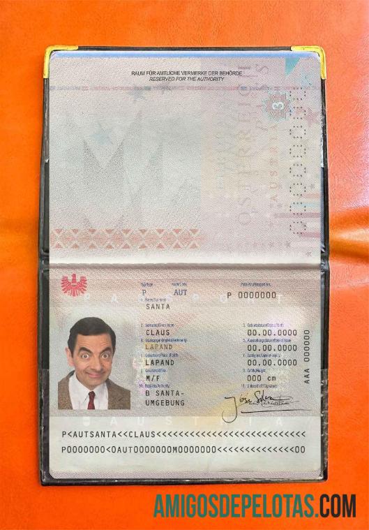 Foto do passaporte austríaco exemplo real